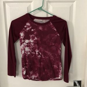 Long sleeve raglan, wine, tye dye shirt